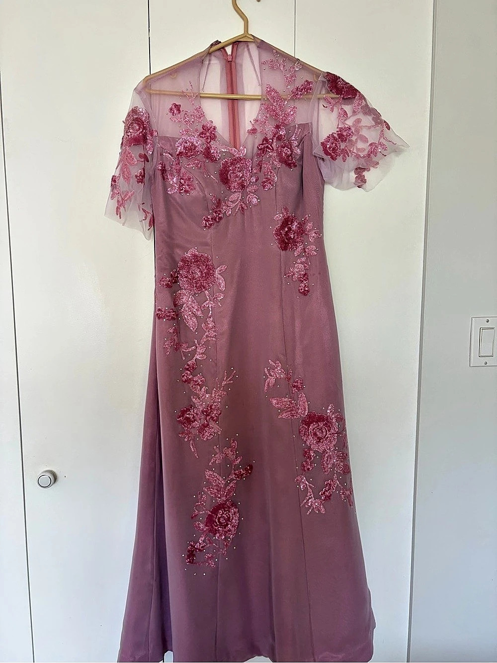Floral Embellished Maxi Dress in Pink Like New
